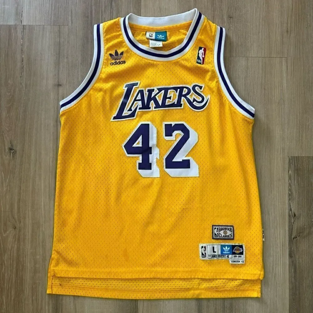 Adidas NBA Retired Jersey LA Lakers James WORTHY #42 Yellow USA Youth Large +2
